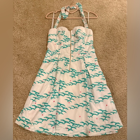 Lilly Pulitzer White and Teal Seagull Dress - Picture 1 of 3